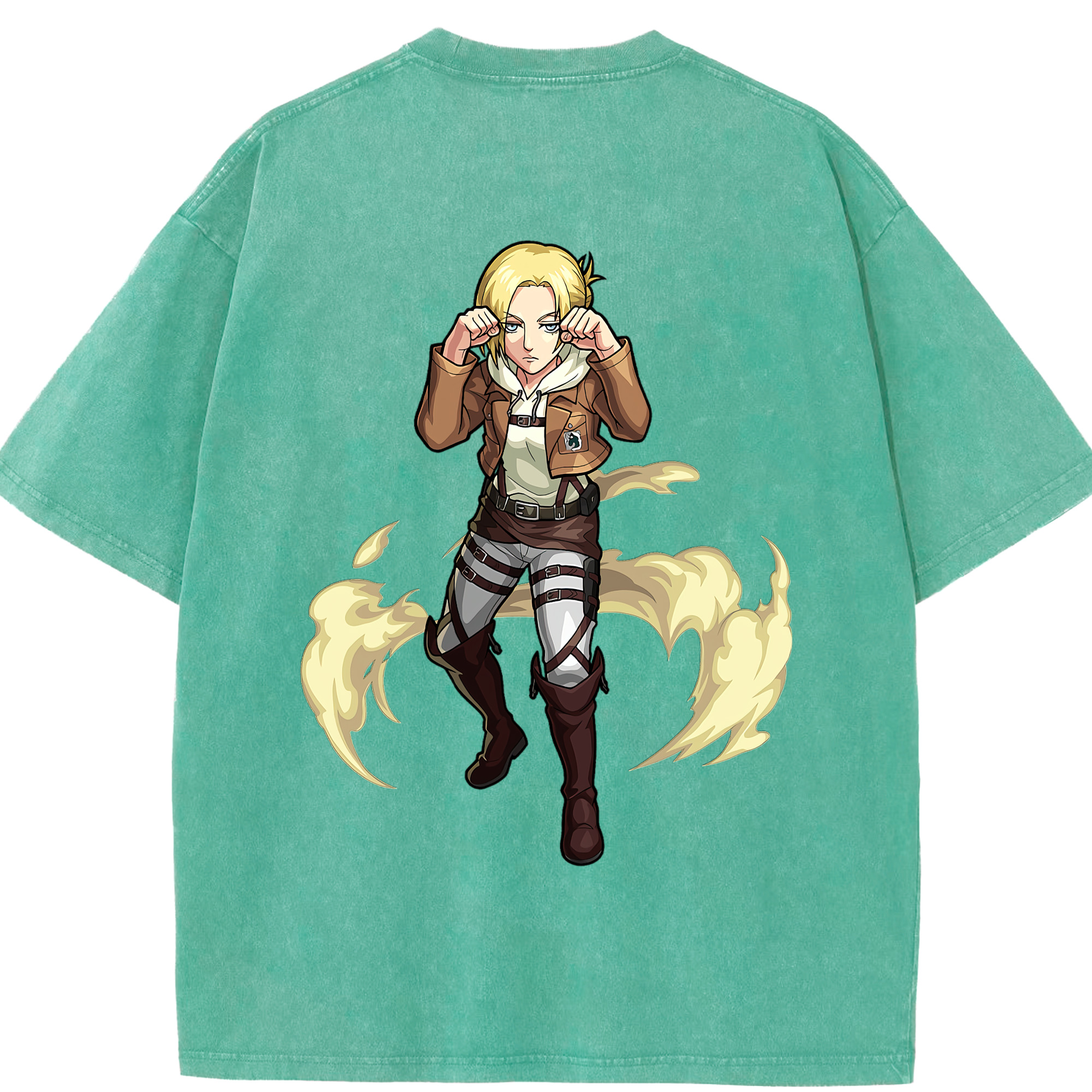 （画像用） 進撃の巨人 アニ・レオンハート Attack on Titan Annie Leonhart 綿100% ヴィンテージ風 半袖Tシャツ（背面プリント）